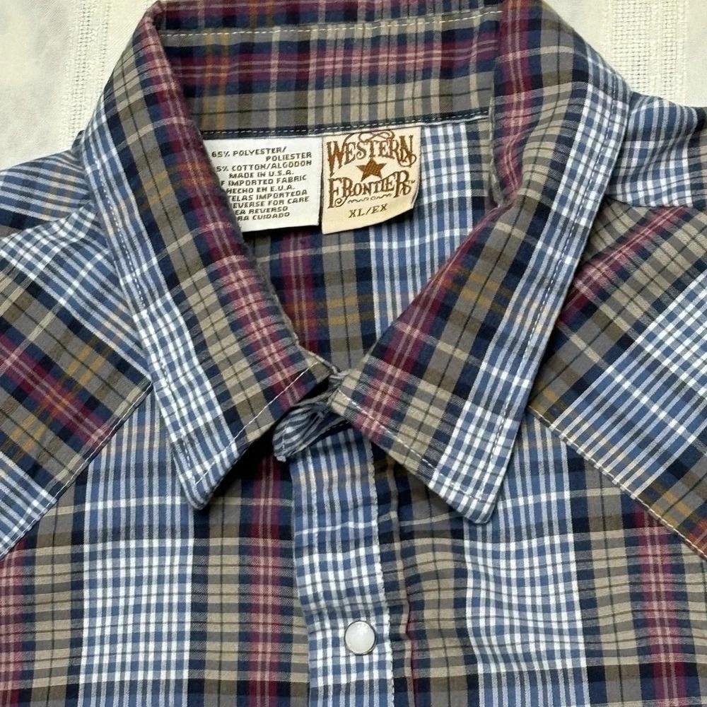 Vintage‎ MensXL Western Frontier short sleeve Pearl snap cowboy shirt